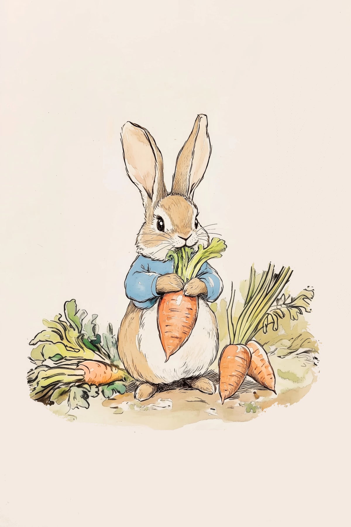 framedcanvas-print-rabbit-with-carrots-illustration