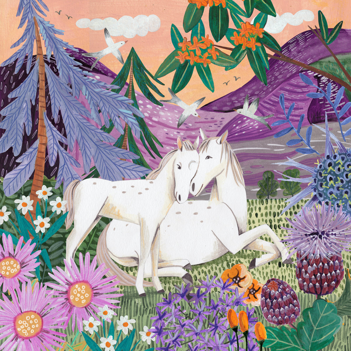acrylic-print-horses-in-the-mountains
