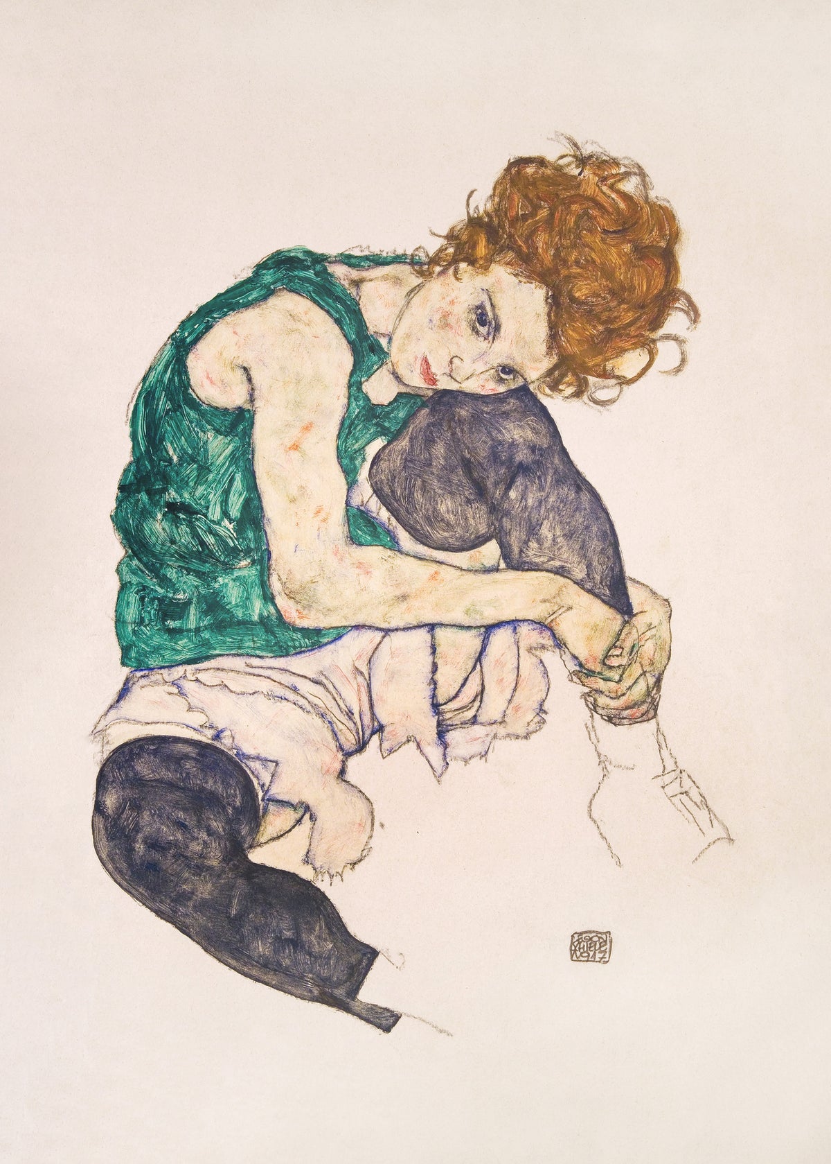 framedcanvas-print-seated-woman-with-legs-drawn-up