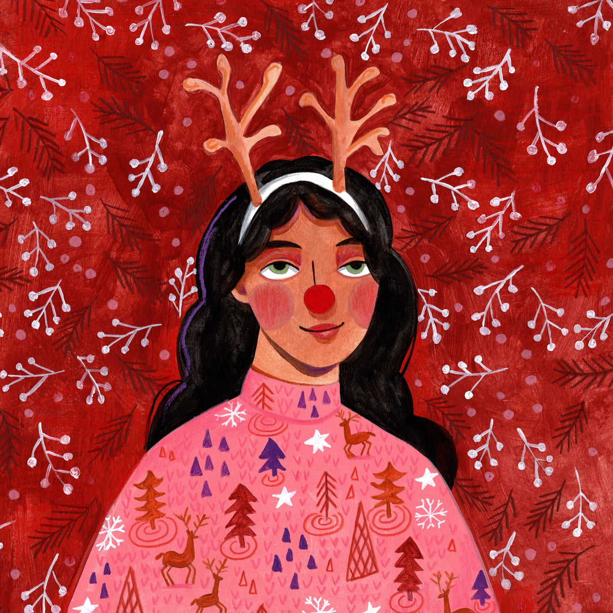 aluminium-print-modern-abstract-christmas-portrait-woman