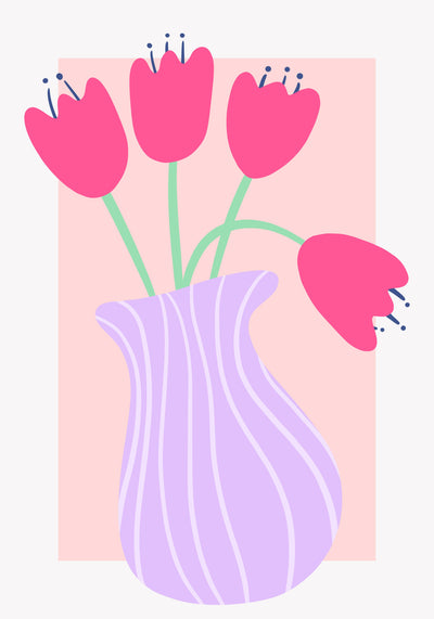 poster-print-vibrant-tulips-in-a-striped-lavender-vase
