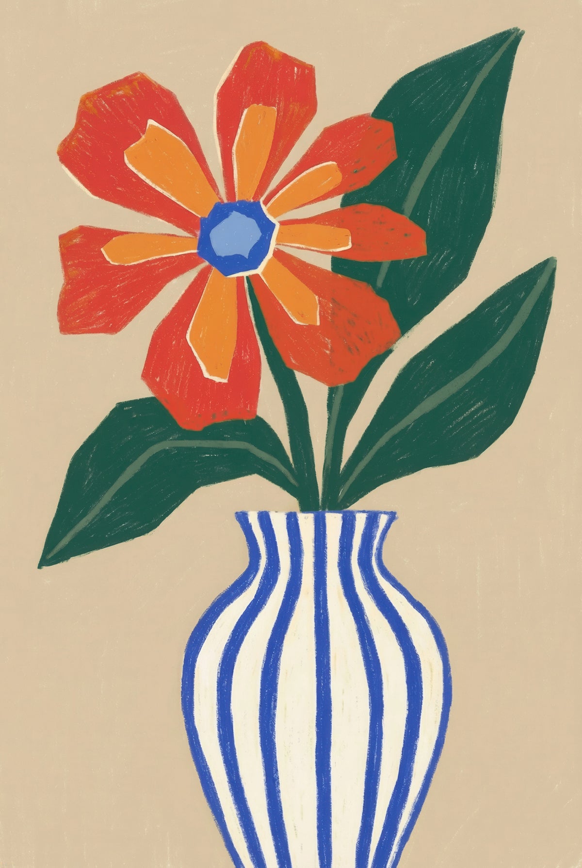 framedcanvas-print-flower-in-striped-vase