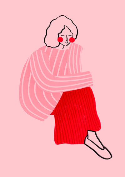 poster-print-pink-and-red-line-lady