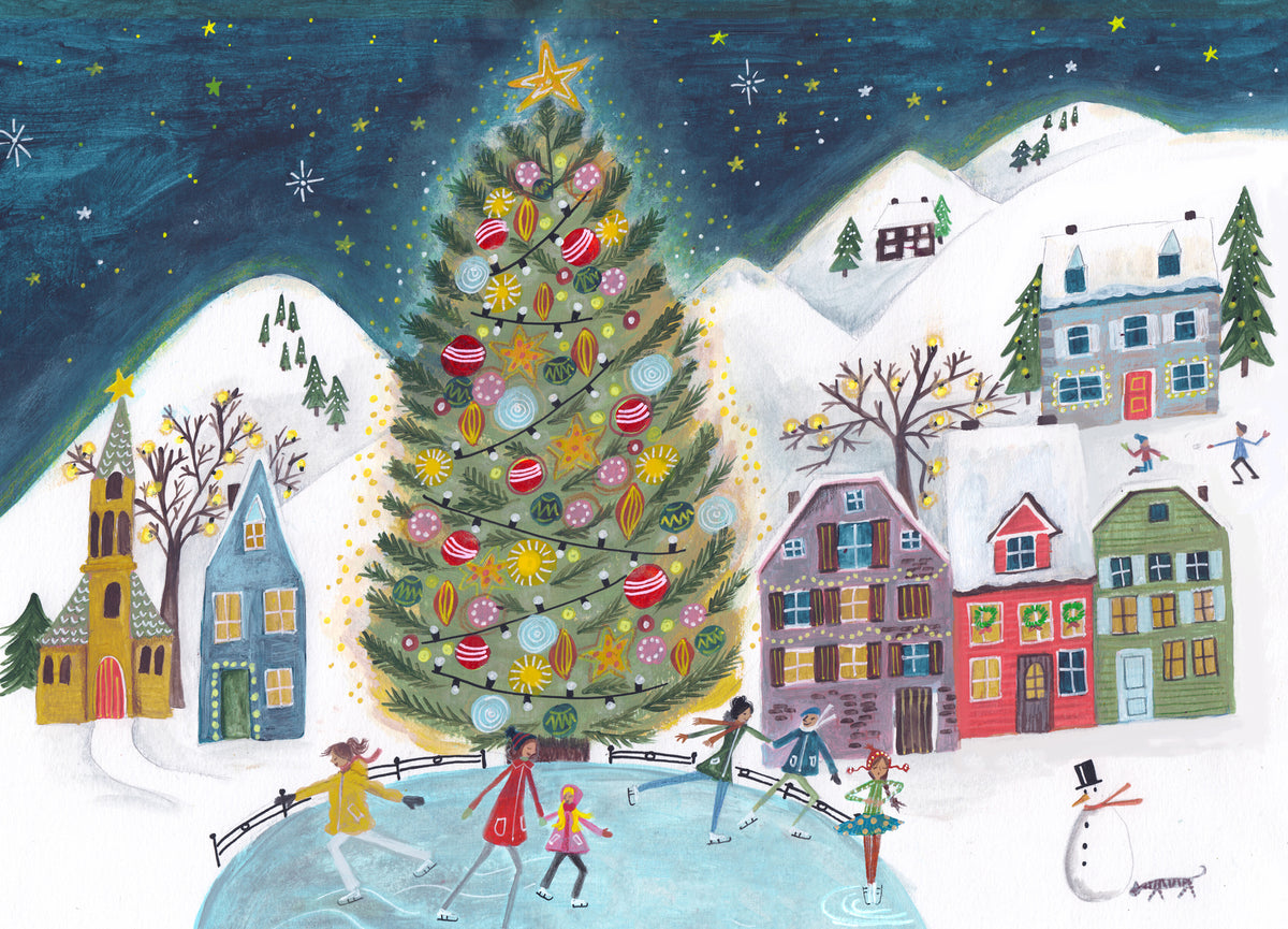 framedcanvas-print-christmas-village-in-the-snow