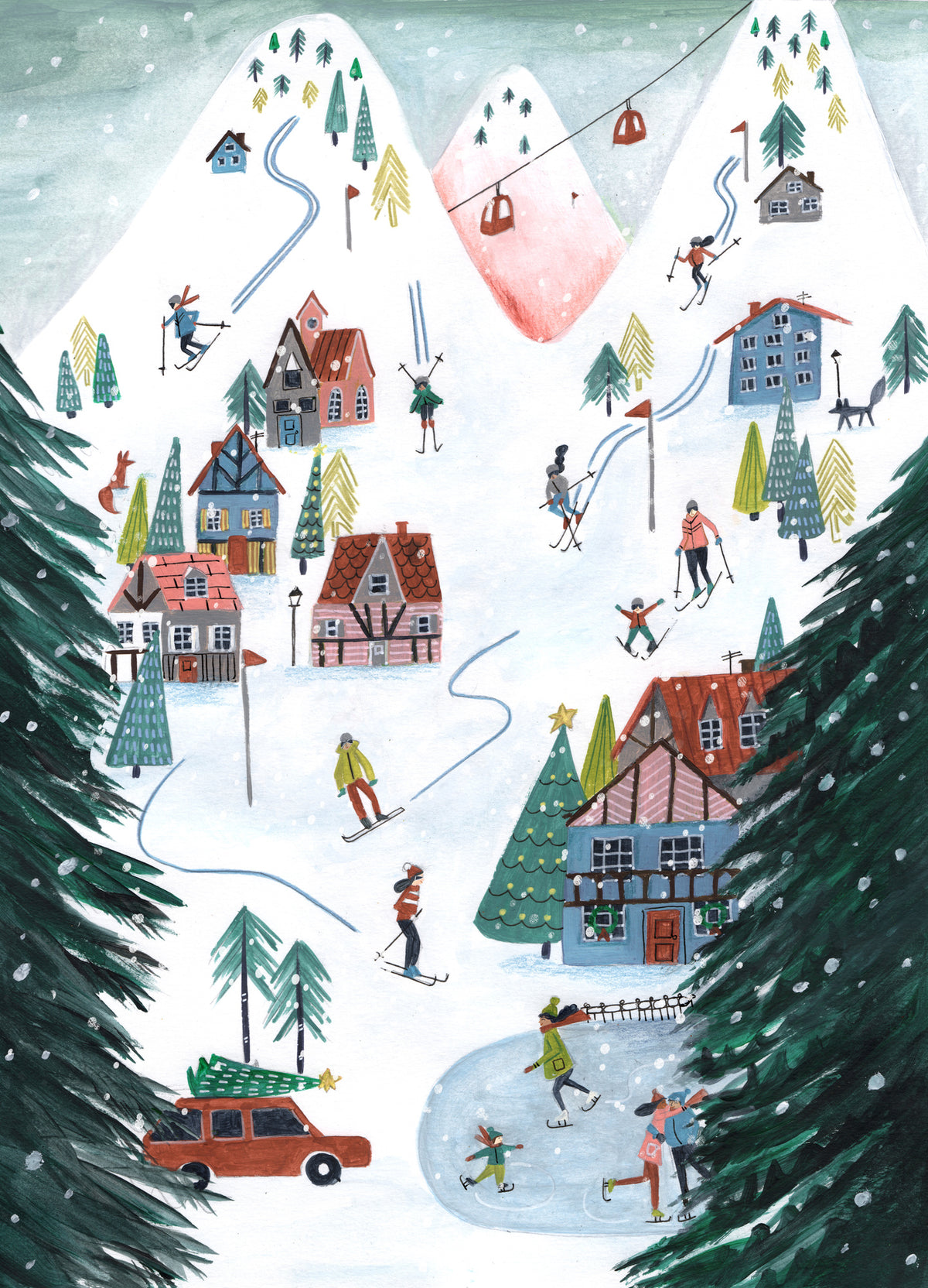 framedposter-print-nordic-skiing-in-the-mountains-at-christmas