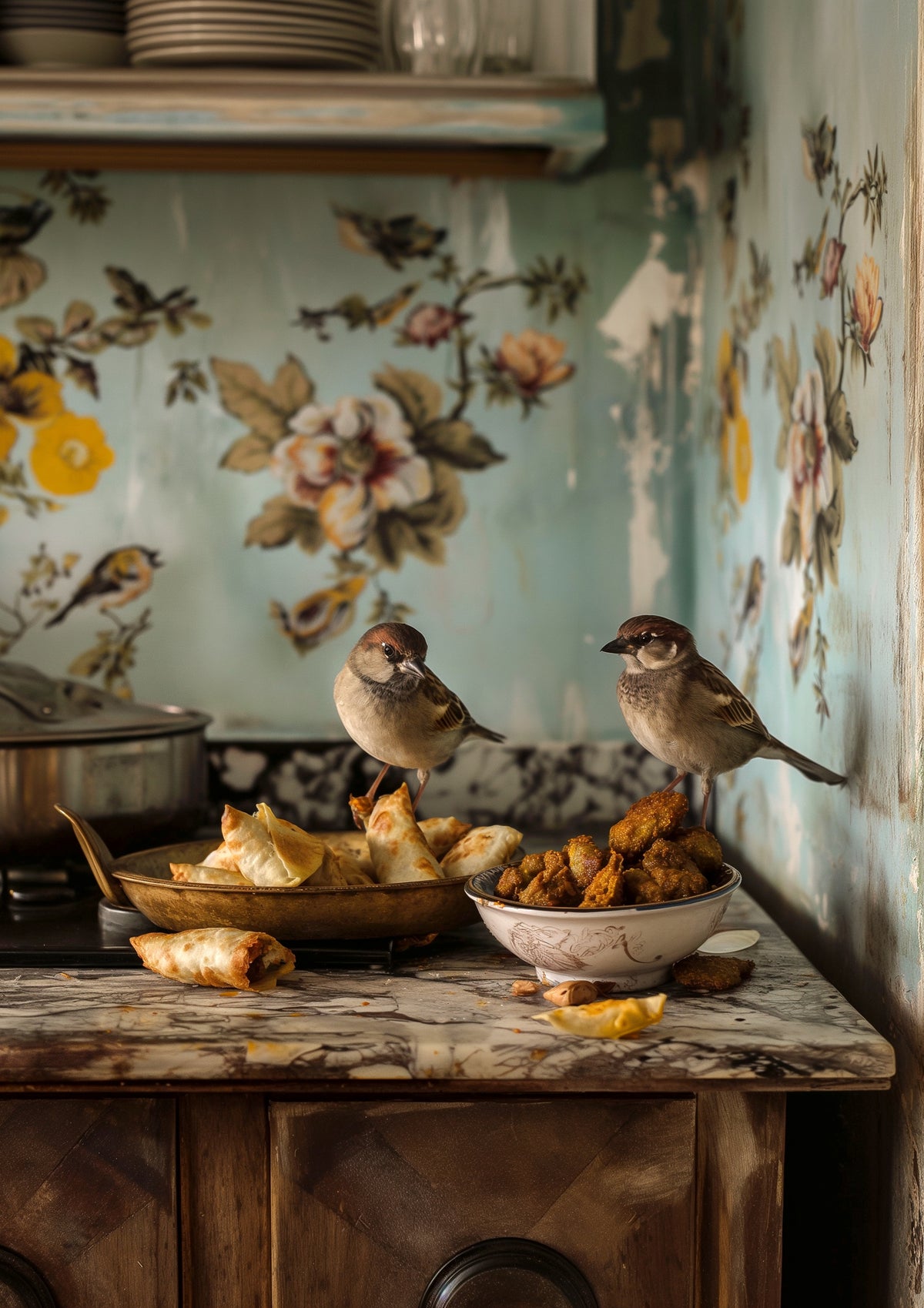 acrylic-print-sparrow-snack-time