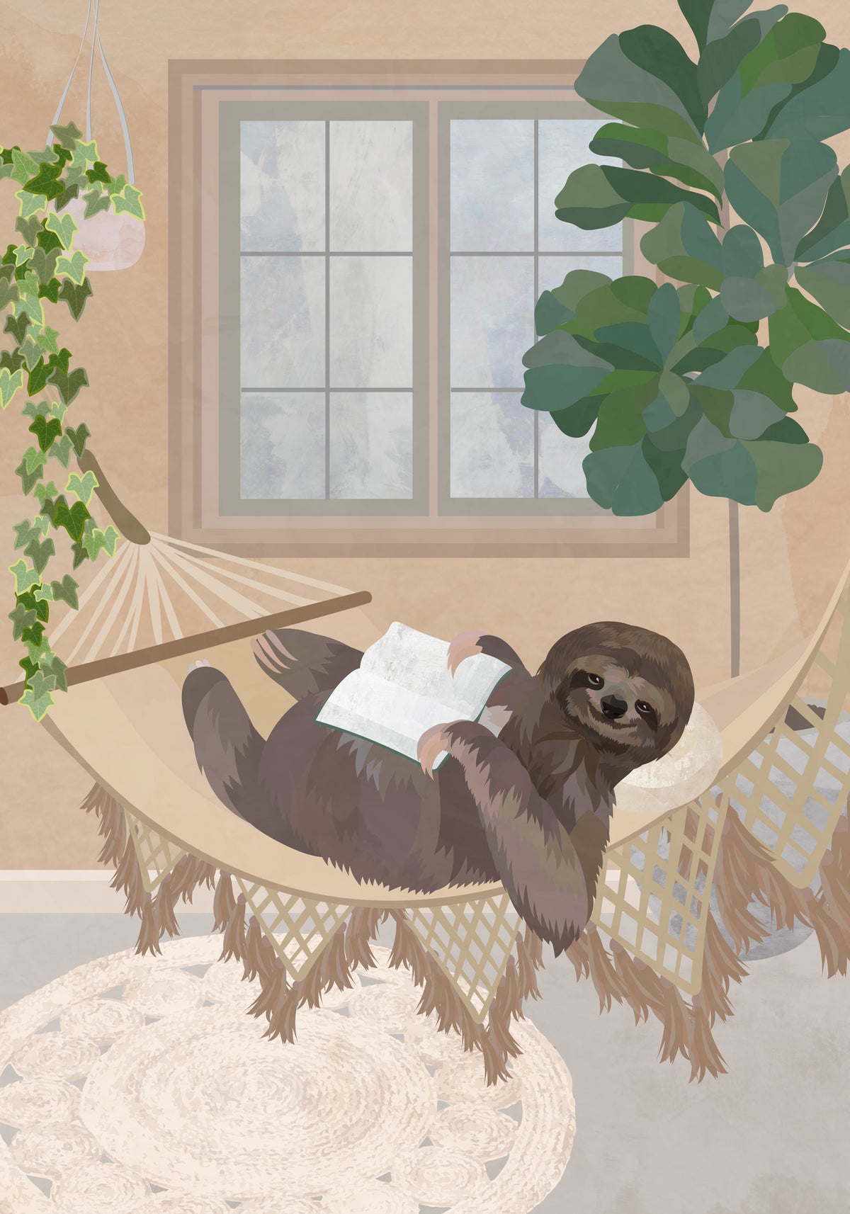 aluminium-print-lazy-sloth-in-hammock