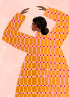 acrylic-print-the-woman-with-the-checked-dress