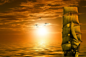 3-piece-canvas-print-sailing-ship-in-the-sunset