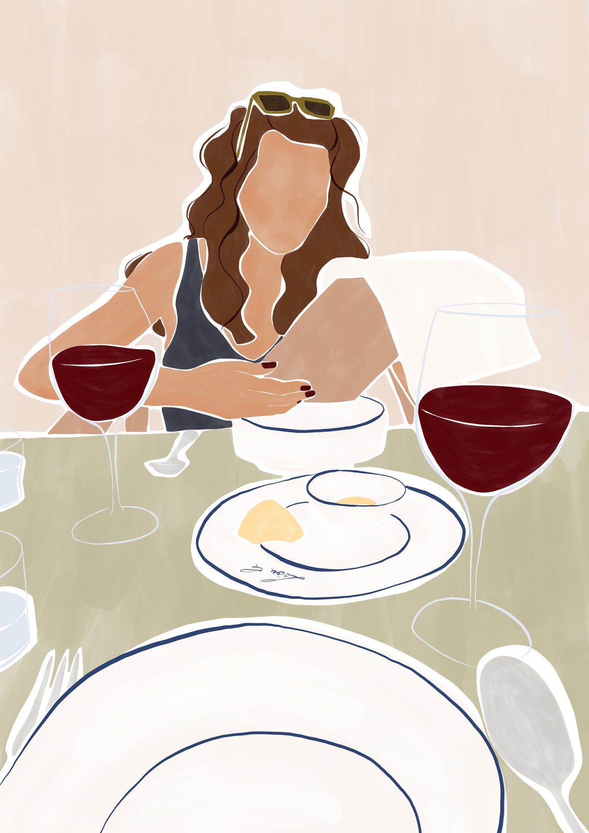 canvas-print-woman-dining-in-a-restaurant-print-by-ivy-green-illustrations