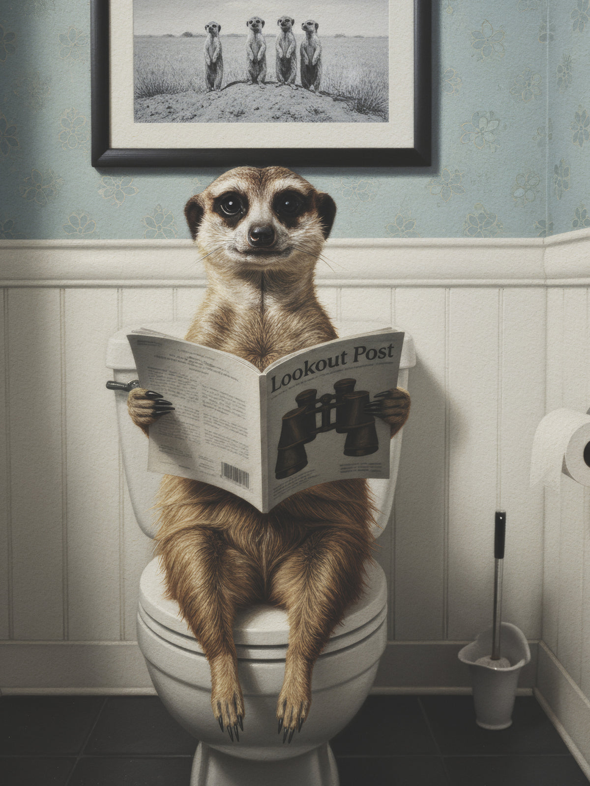 framedcanvas-print-meerkat-in-the-bathroom