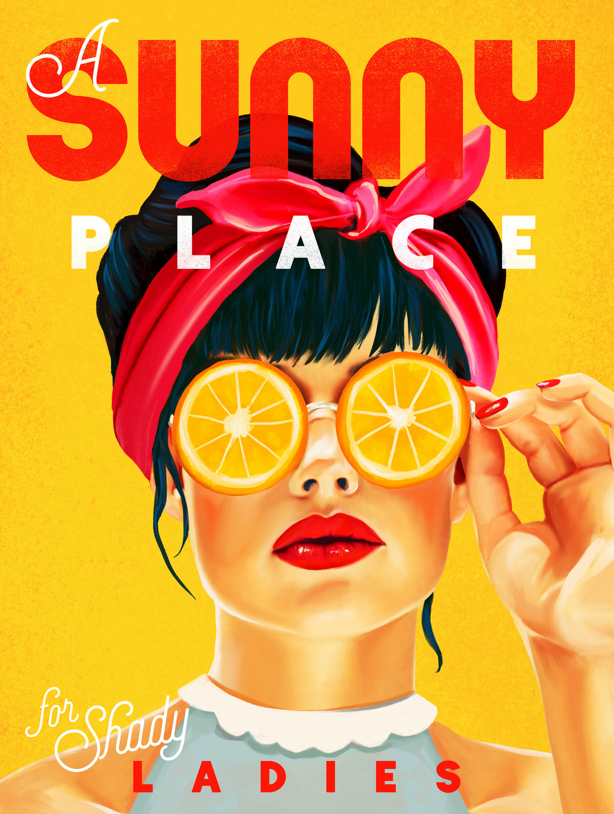 acrylic-print-a-sunny-place-for-shady-ladies-orange-pinup-art