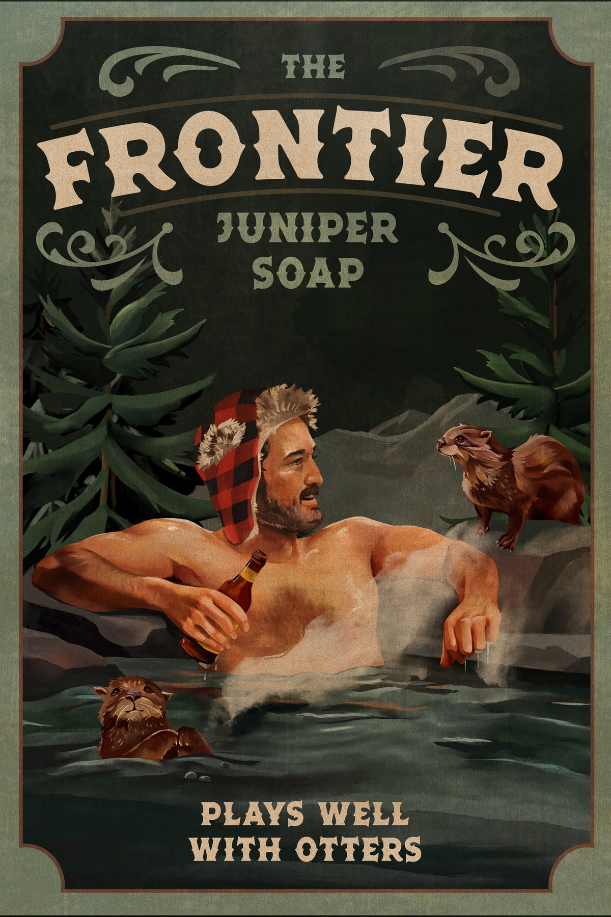 poster-print-frontier-man-with-otters
