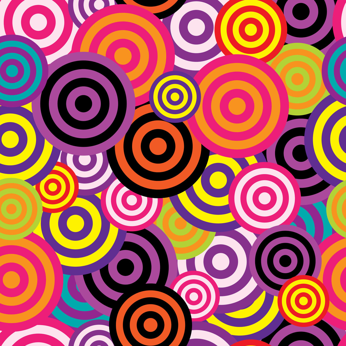 4-piece-aluminium-print-colorful-retro-circles