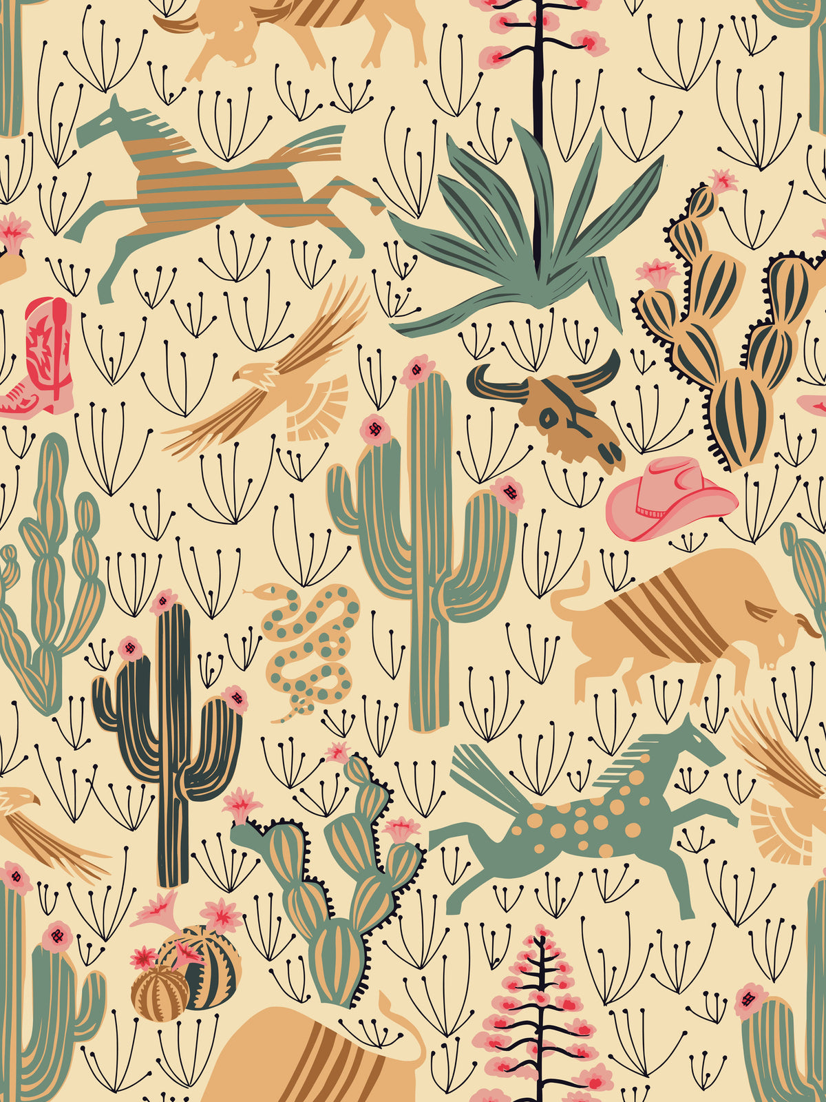 framedposter-print-western-americana-by-day-seamless-pattern