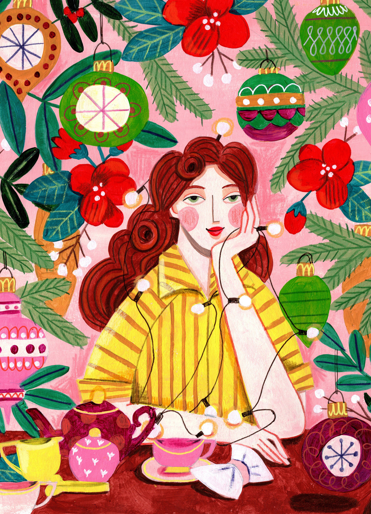 aluminium-print-retro-christmas-woman