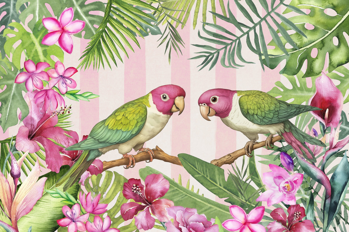 framedposter-print-parakeets-flower-garden