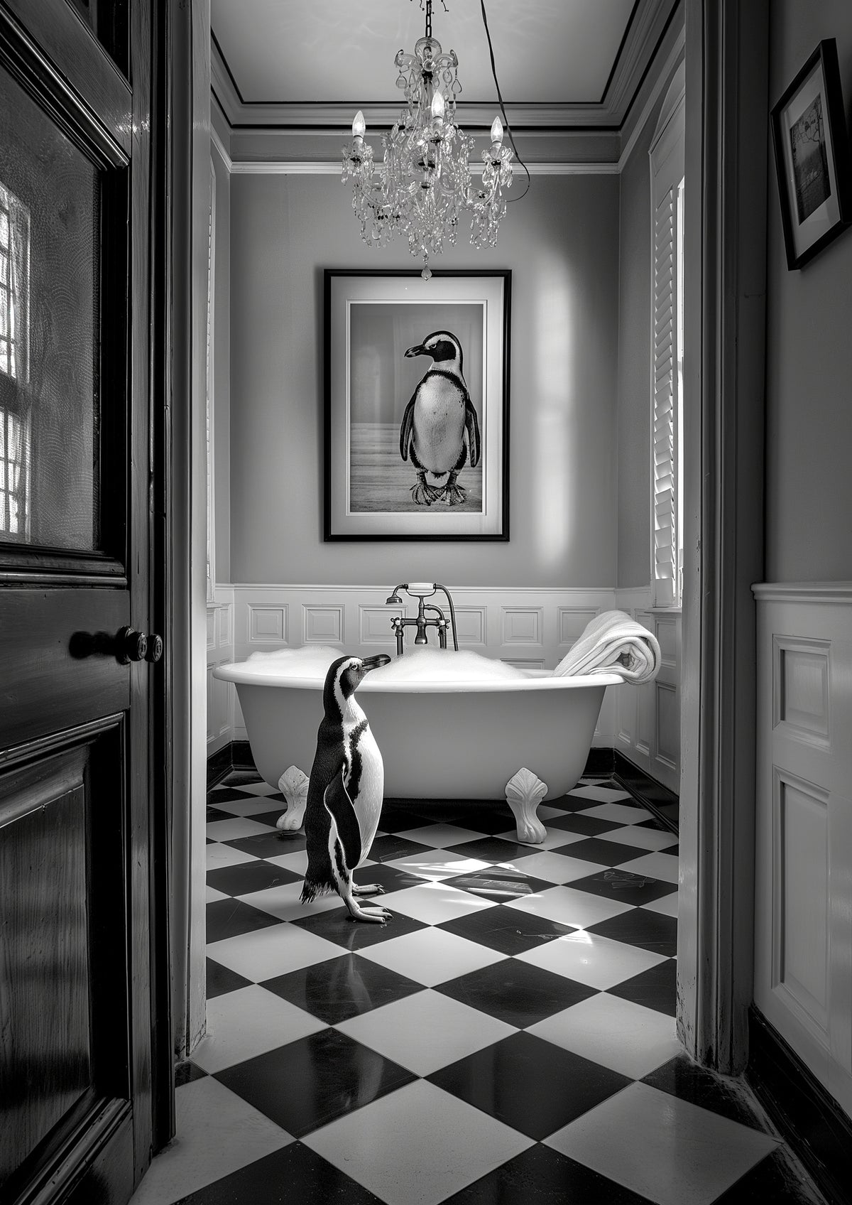 aluminium-print-penguin-bath-time
