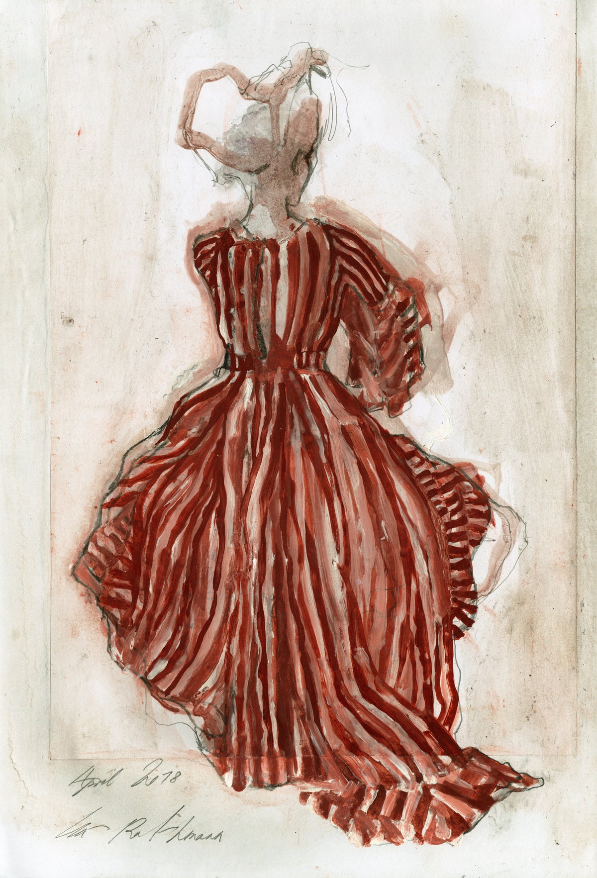 framedcanvas-print-woman-in-a-red-striped-dress