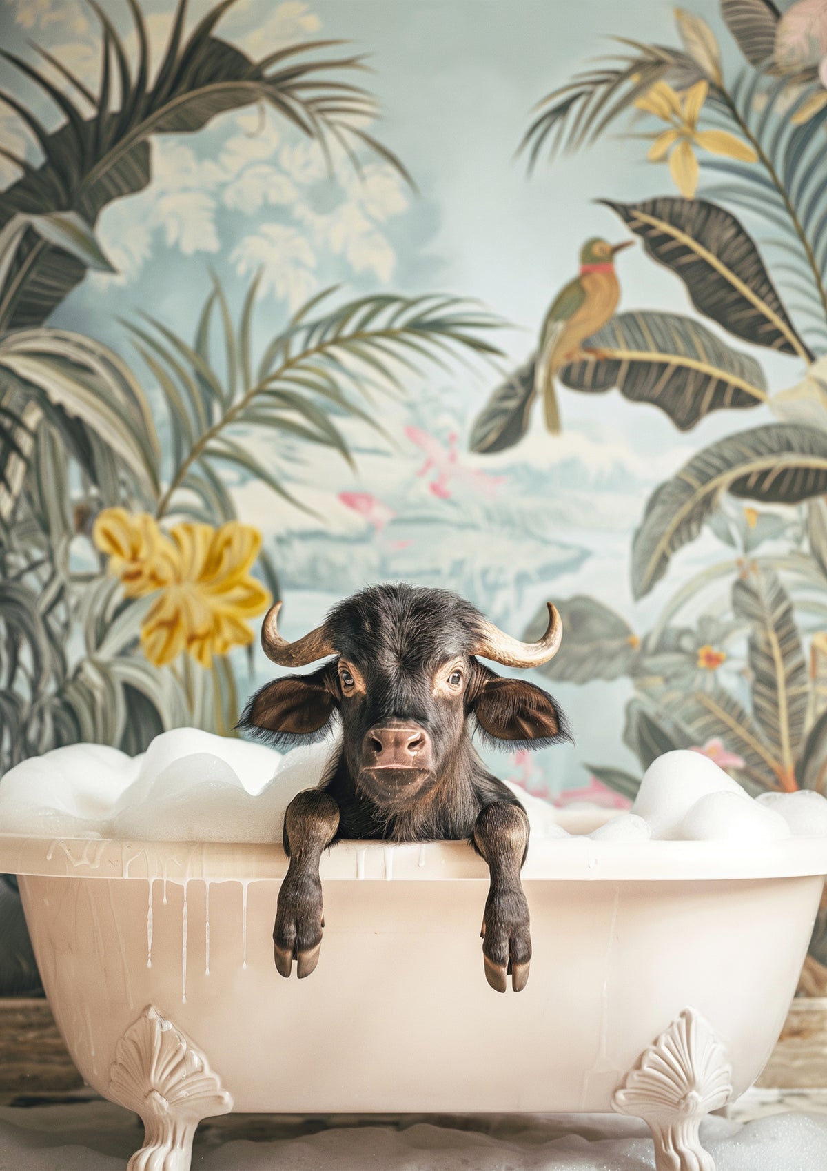 canvas-print-tropical-buffalo-bath