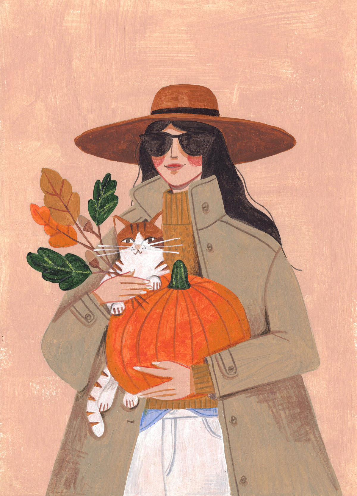 acrylic-print-woman-in-autumn-in-warm-earth-tones