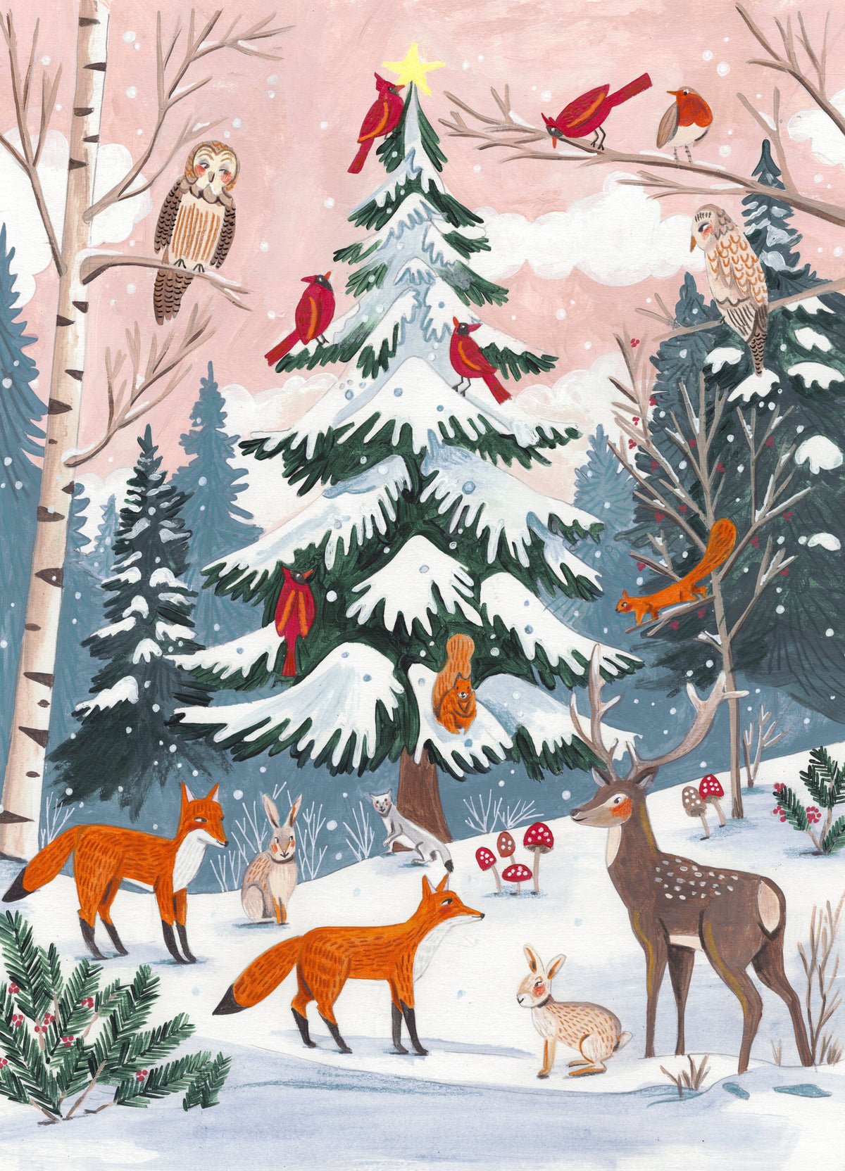 framedposter-print-animals-in-a-snowy-winter-forest
