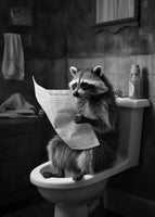 aluminium-print-raccoon-reads-news