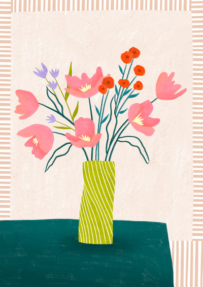 poster-print-colorful-blossoms-in-stripes