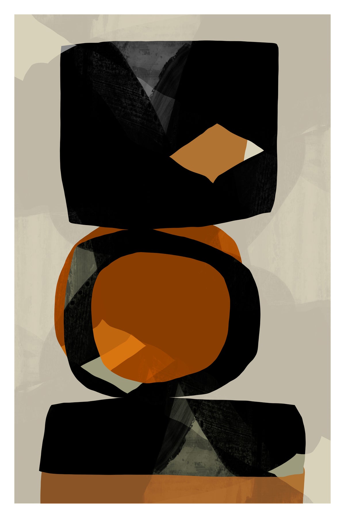 acrylic-print-totem-ii-ochre-amp-black-stack