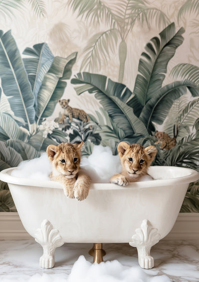 poster-print-tropical-lion-bath