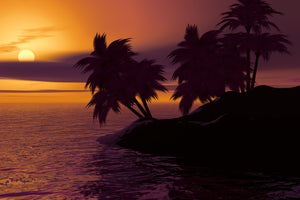 3-piece-canvas-print-the-lonely-island-in-the-sunset