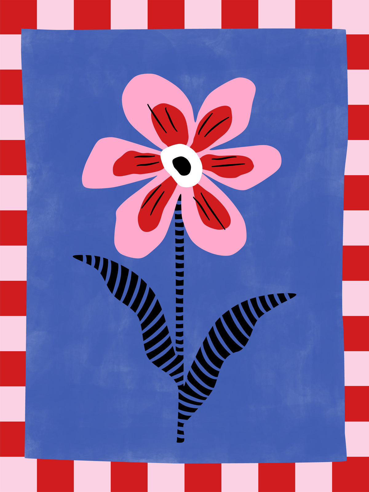 acrylic-print-flower-with-pink-petals-and-striped-leaves