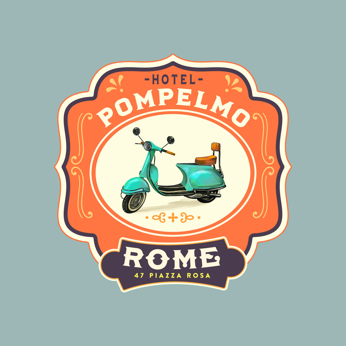 aluminium-print-hotel-pompelmo-rome-travel-poster