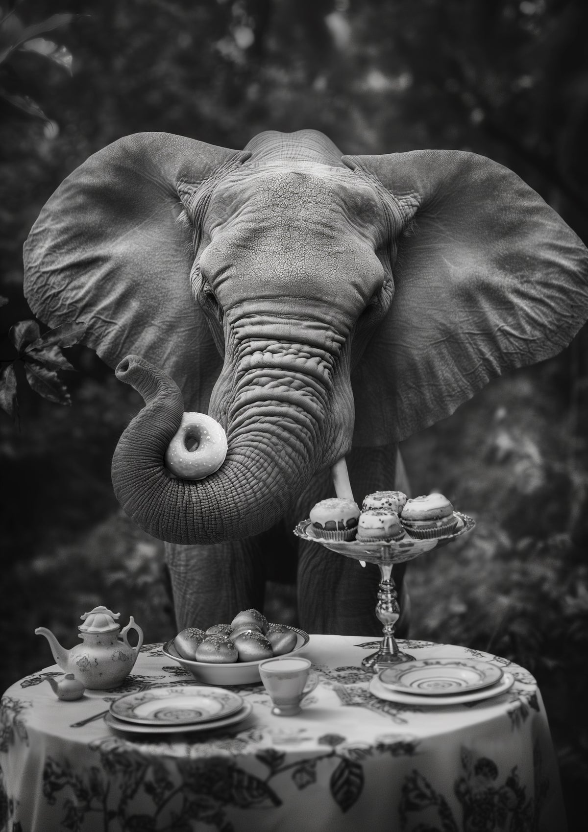 framedcanvas-print-elephants-doughnut-delight
