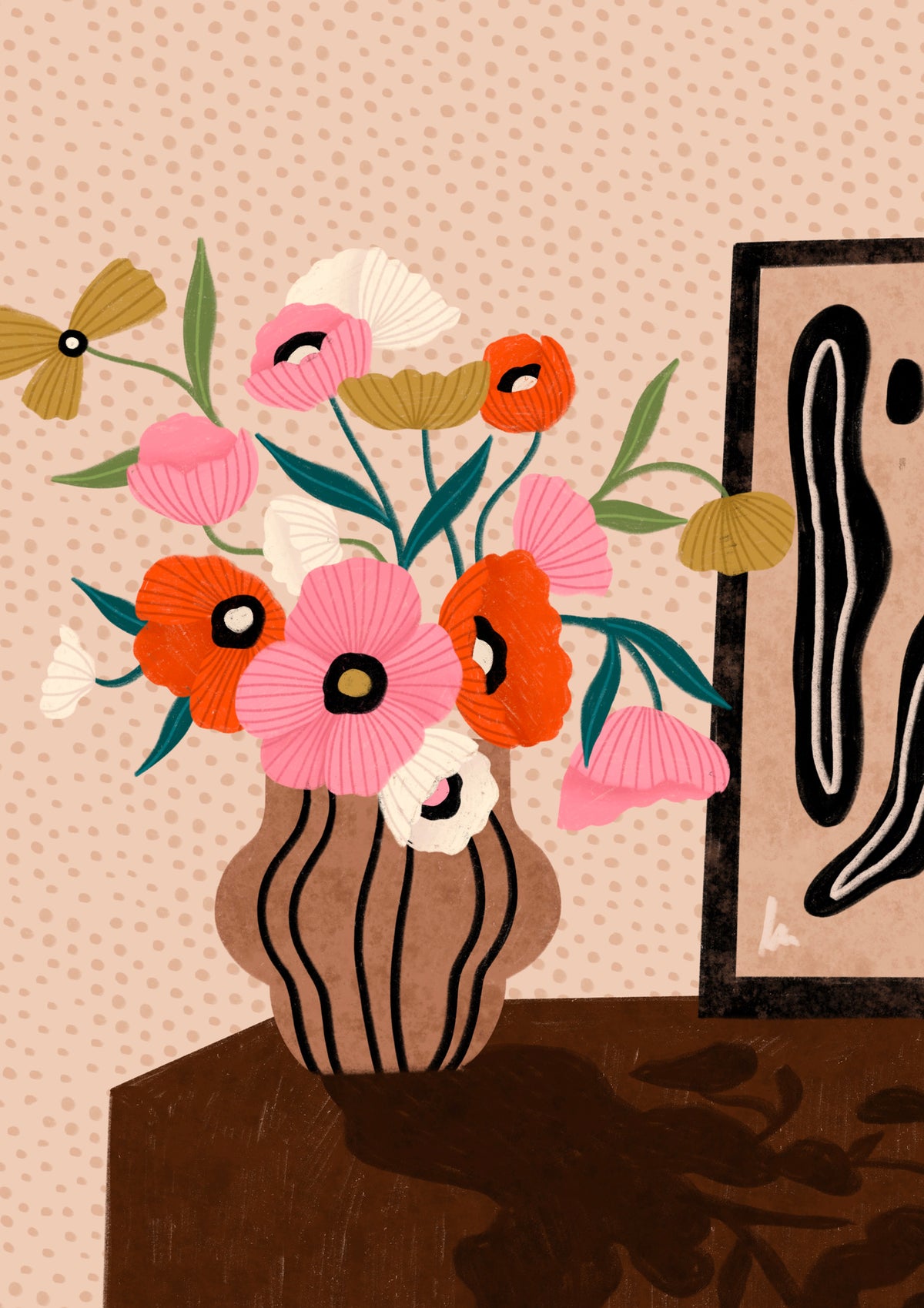 acrylic-print-flowers-on-sideboard