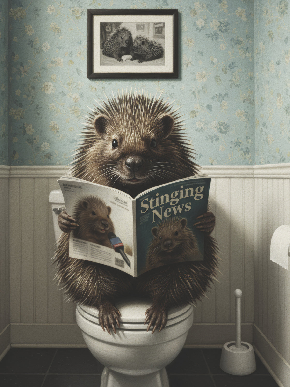 framedcanvas-print-porcupine-in-the-bathroom