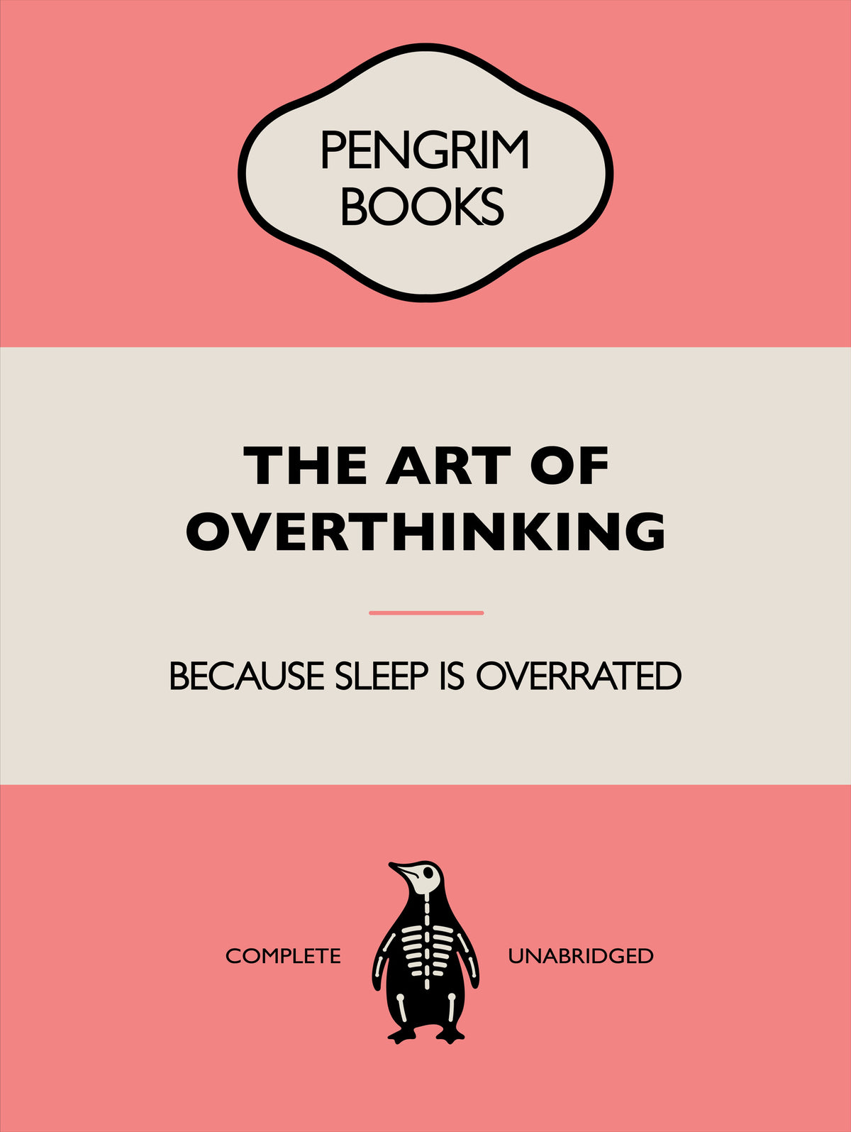 aluminium-print-the-art-of-overthinking-funny-vintage-book-cover-sarcastic-self-help-pink