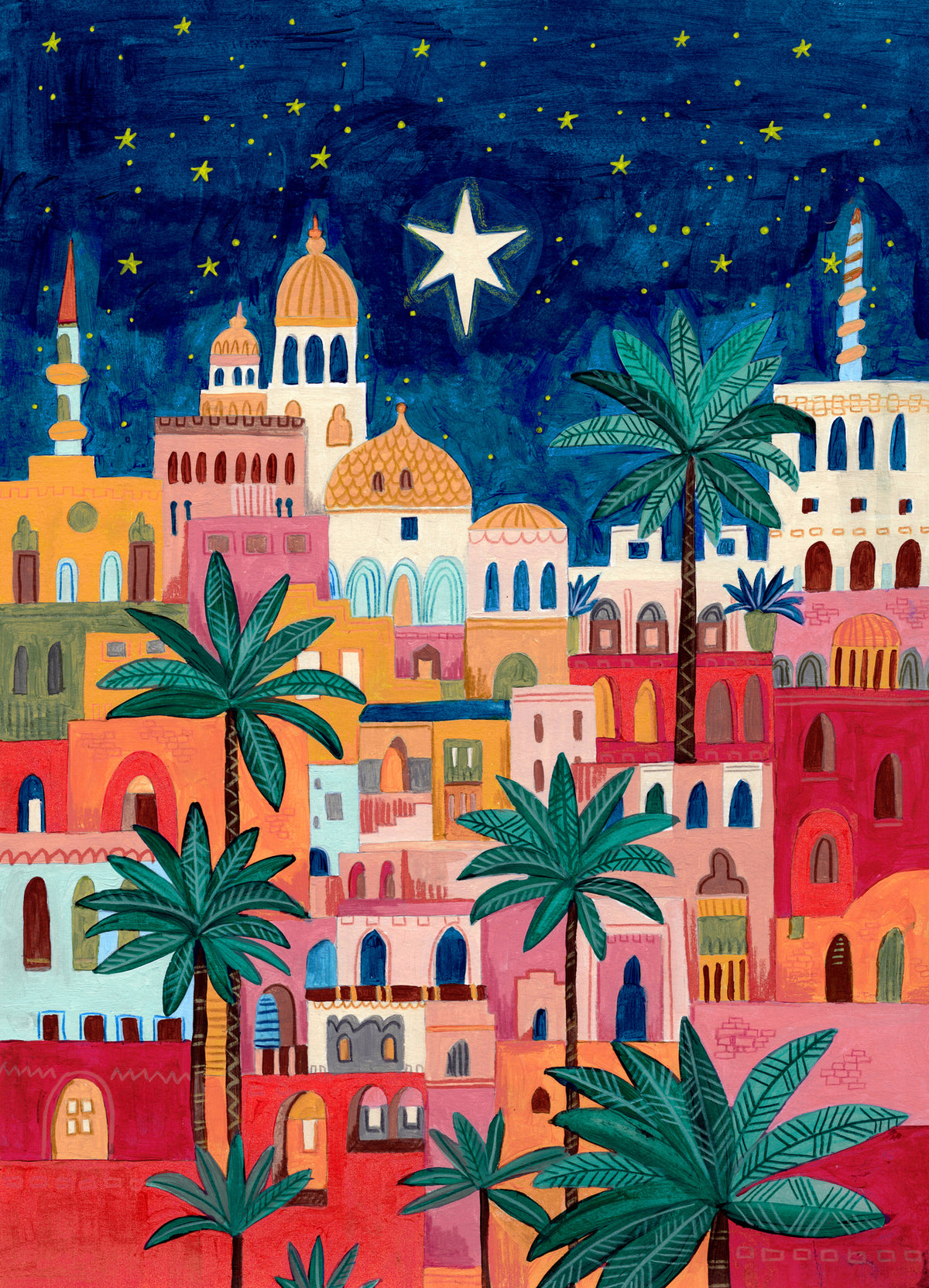 framedcanvas-print-oriental-city-under-a-starry-sky-in-bright-colours-christmas