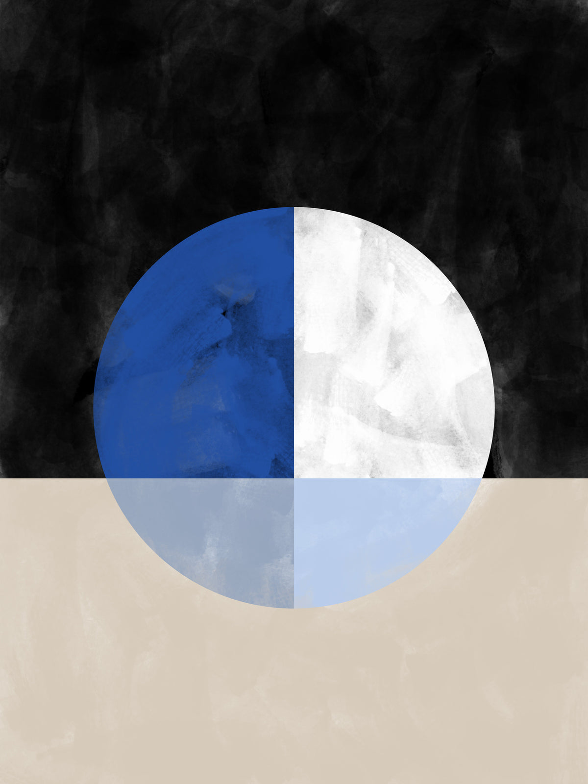 framedposter-print-isected-circle-with-blue-and-white-quadrants