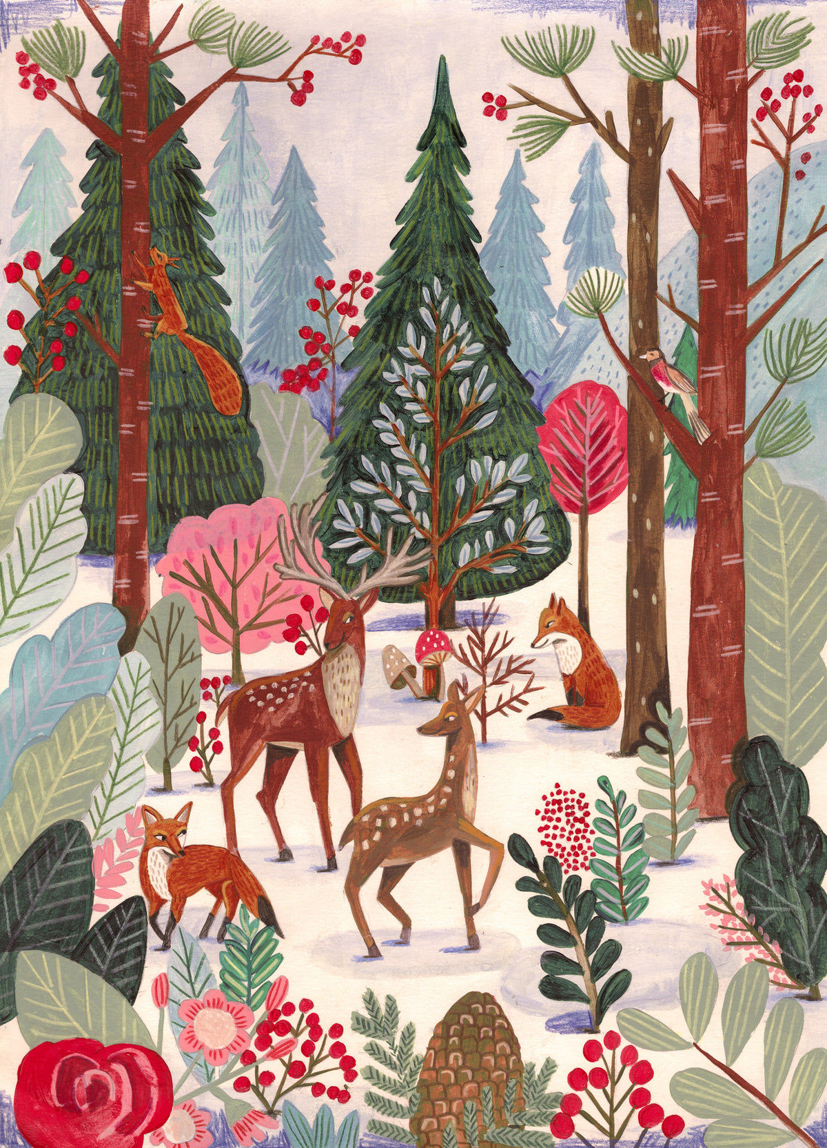 framedcanvas-print-animals-in-winter-forest-christmas