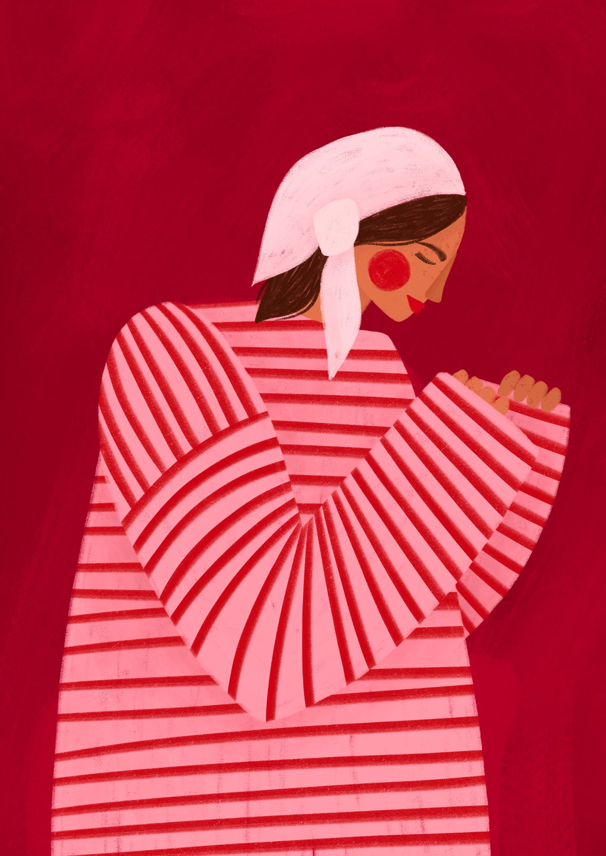 aluminium-print-the-woman-with-the-red-stripes