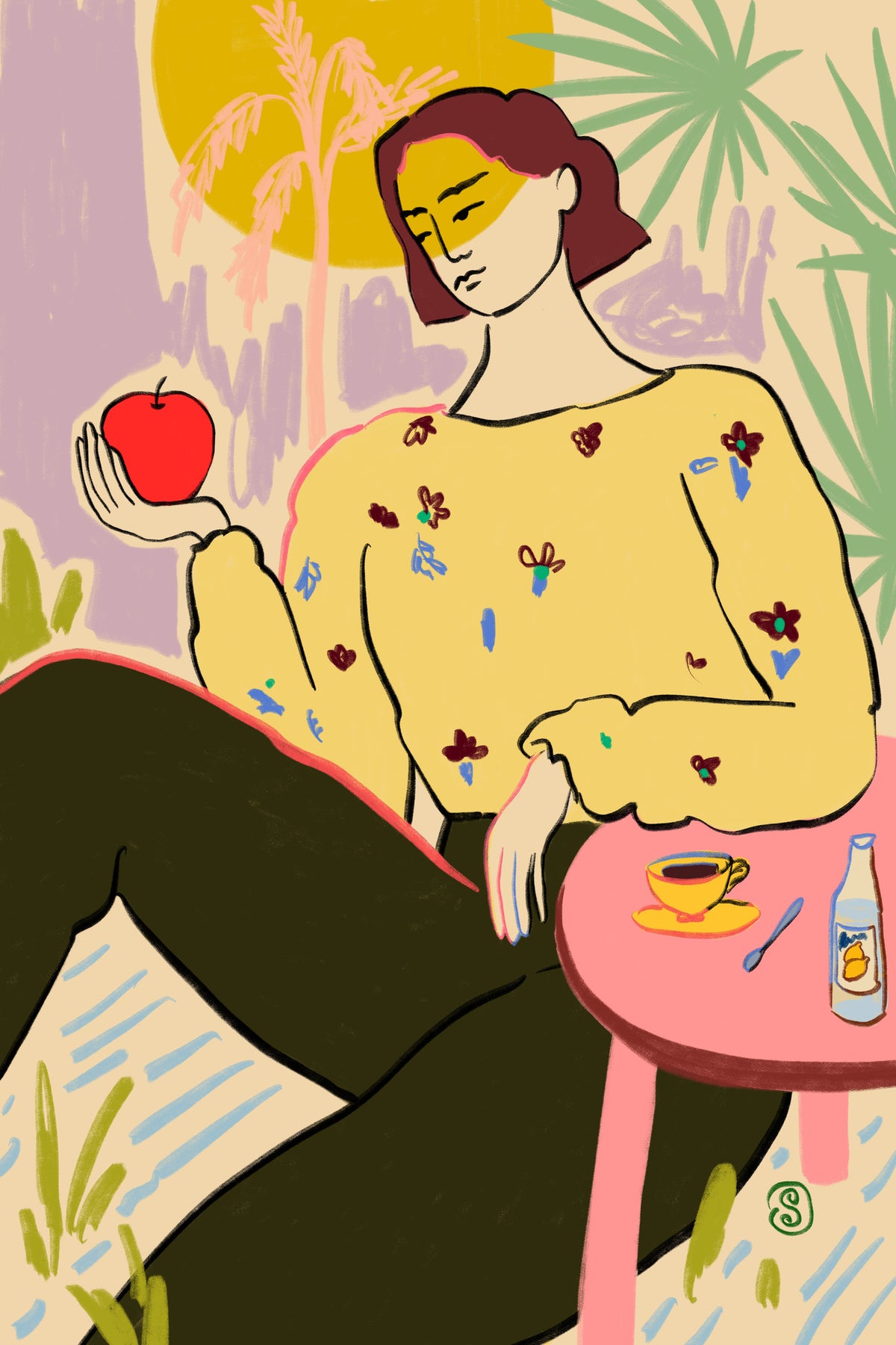 aluminium-print-woman-with-apple