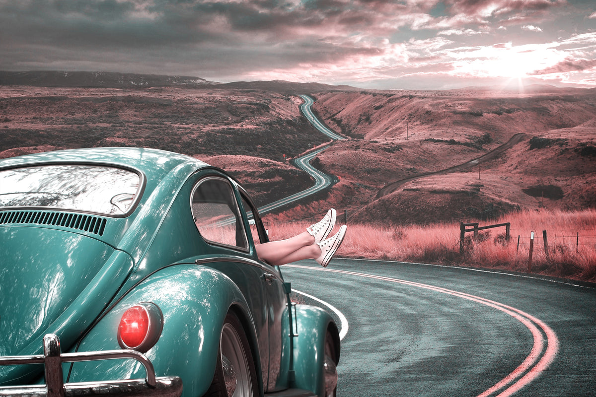framedposter-print-on-the-road-with-the-classic-car