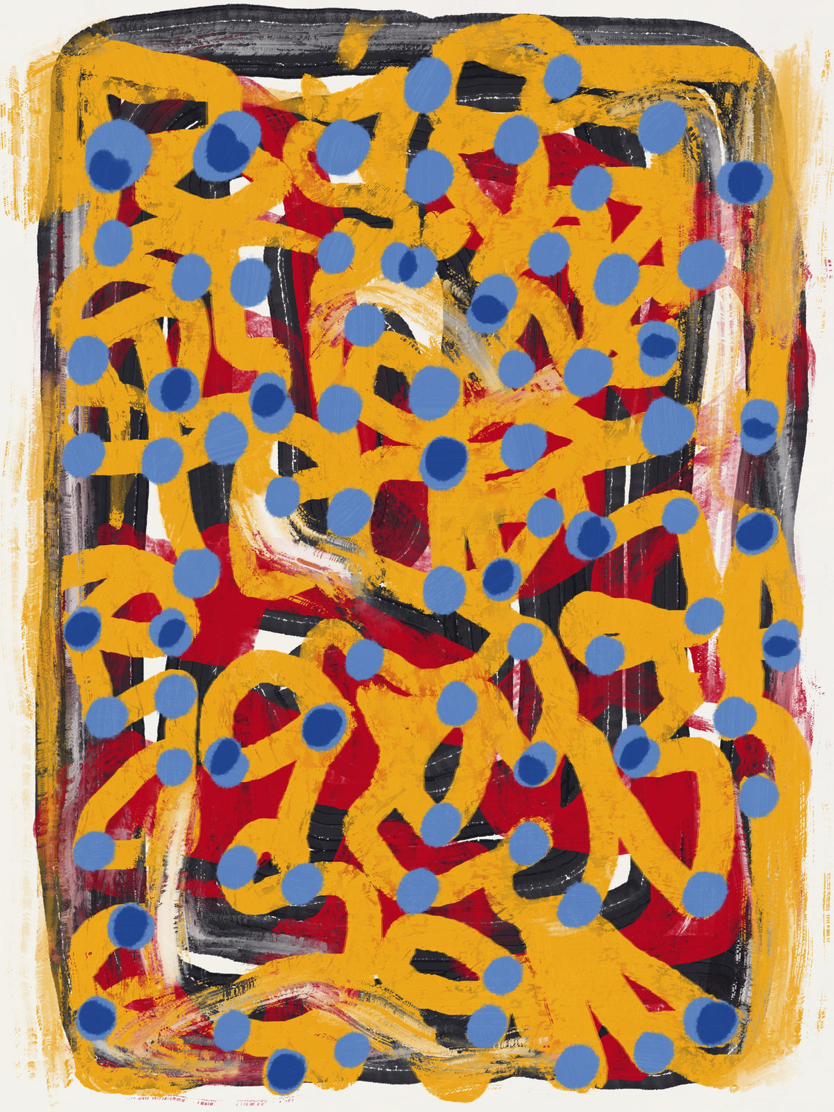 acrylic-print-yellow-dotted-line-and-blue-polka-dot