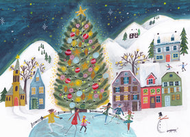 acrylic-print-christmas-village-in-the-snow