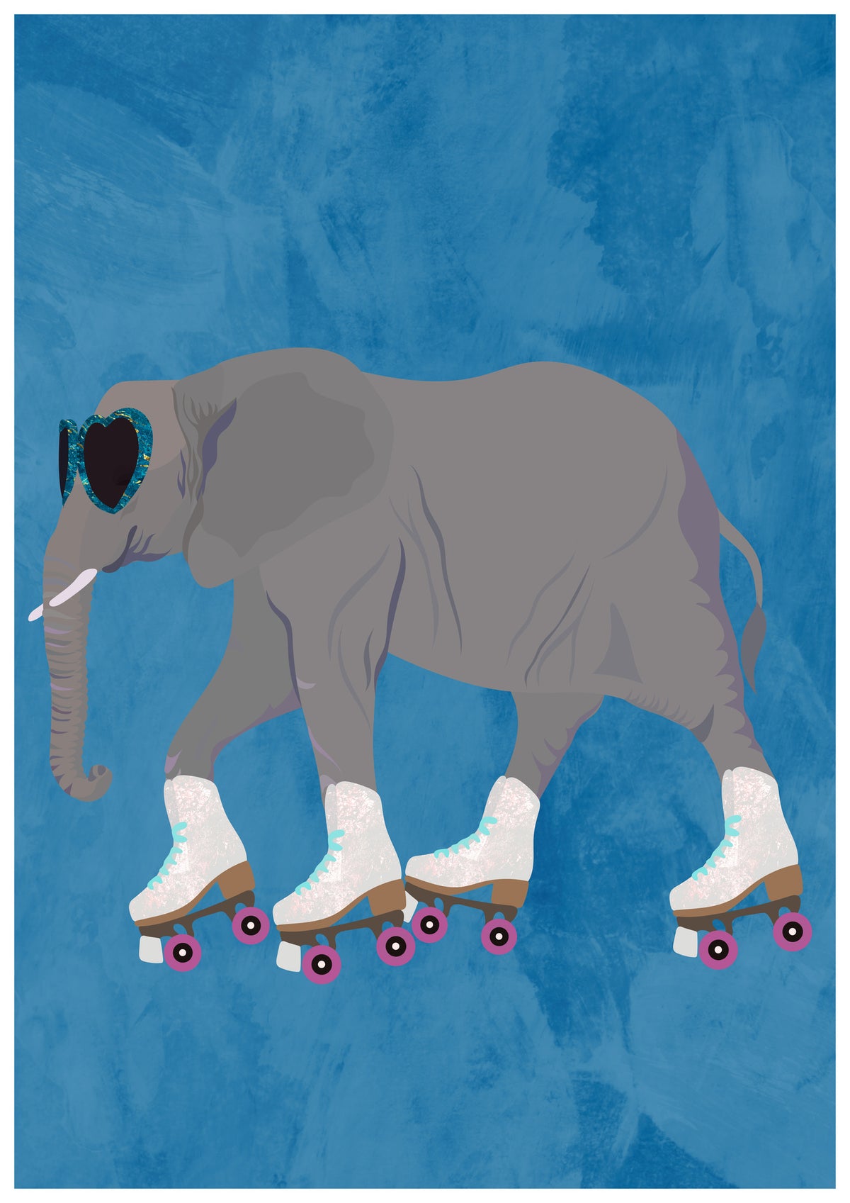 framedposter-print-rollerskating-elephant