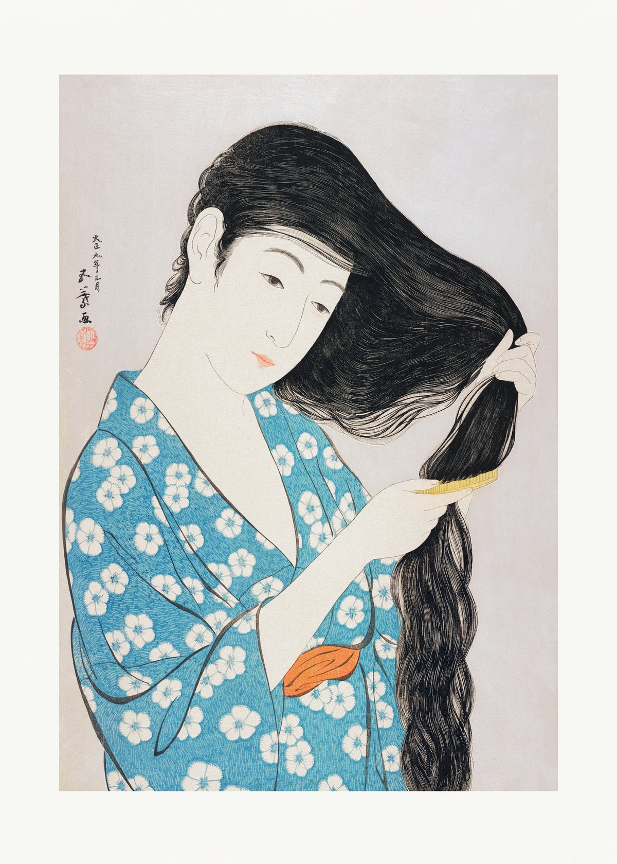 acrylic-print-woman-combing-her-hair-1920