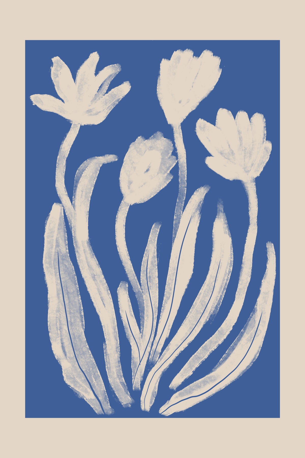 acrylic-print-minimalist-beige-tulips-on-navy-blue