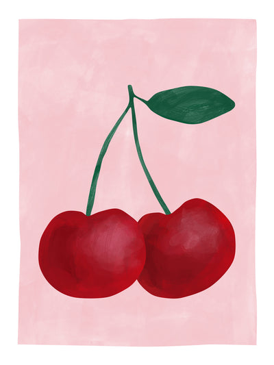 poster-print-red-cherries-with-a-green-leaf