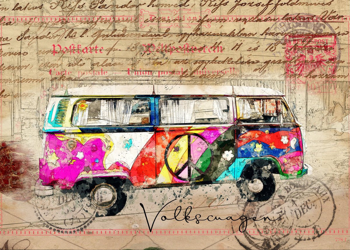 aluminium-print-vw-combi-art